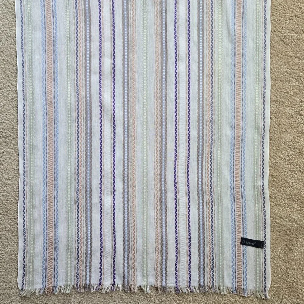 NWOT Petrusse Embroidered Lightweight Summer Scarf Cotton Paris